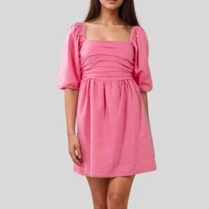NWT! Altered State Elegant Pink Puff Sleeve Dress